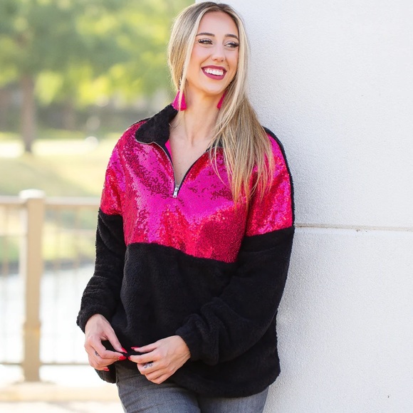 NWT! BeAuTiFuL Pink Sequin Sherpa With Pockets! ππ - Picture 3 of 3